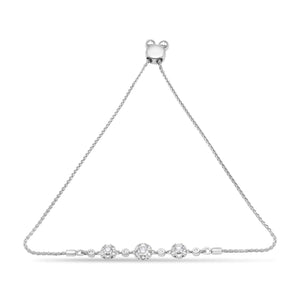 10K White Gold 0.41 Cttw Round Prong and Bezel Set Cluster Diamond Alternate Pattern Bolo Bracelet (I - J Color, I1 - I2 Clarity) - Adjustable 4" to 10" - Rieworkes