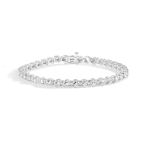 10K White Gold 3.00 Cttw Miracle Set Diamond Bezel Link Style Tennis Bracelet (H - I Color, I2 - I3 Clarity) - 7.5" - Rieworkes