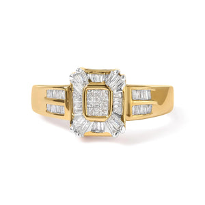 10K Yellow Gold 1/2 Cttw Diamond Composite and Halo Ring (H - I Color, SI1 - SI2 Clarity) - Rieworkes
