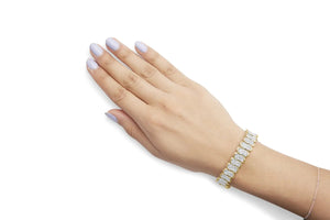 10k Yellow Gold 5.00 Cttw Diamond Oval Banded Link Bracelet (I - J Color, I1 - I2 Clarity) - 7" Inches - Rieworkes