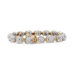 10k Yellow Gold Plated .925 Sterling Silver 5.00 Cttw Lab Grown Round Diamond Cluster Tennis Link Bracelet (G - H Color, VS1 - VS2 Clarity) - 7.25" - Rieworkes