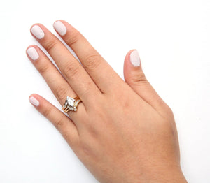 14K Two Tone 3/4 Cttw Diamond Engagement Ring Set (H - I Color, SI1 - SI2 Clarity) - Rieworkes