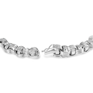14K White Gold 1/2 Cttw Diamond Knotted Byzantine Link Bracelet (H - I Color, I2 - I3 Clarity) - 7" Inches - Rieworkes