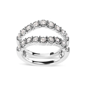 14k White Gold 1/2 Cttw Miracle Set Diamond Enhancer Wrap Ring Guard (H - I Color, I1 - I2 Clarity) - Rieworkes