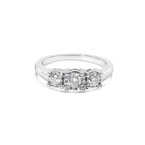 14K White Gold 1/2 Cttw Miracle Set Round Lab Grown Diamond Three Stone Illusion Plate Ring (F - G Color, VS1 - VS2 Clarity) - Rieworkes