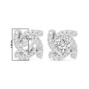 14K White Gold 1/3 Cttw Round Diamond Spiral Earring Jacket for 4mm Round Studs (G - H Color, VS2 - SI1 Clarity) - Rieworkes