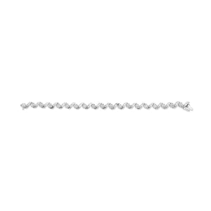 14K White Gold 2.00 Cttw Diamond Cluster and Spiral Link Bracelet (I - J Color, I1 - I2 Clarity) - 7" - Rieworkes