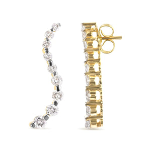 14K Yellow Gold 1.00 Cttw Round - Cut Diamond Graduated Journey Stud Earrings (I - J Color, I2 - I3 Clarity) - Rieworkes