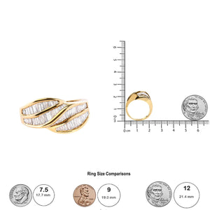 14K Yellow Gold Channel Set 1 1/3 Cttw Diamond Swirl and Weave Ring Band (H - I Color, SI1 - SI2 Clarity) - Rieworkes