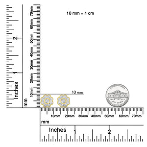 14K Yellow Gold Plated .925 Sterling Silver 1/6 Cttw Miracle - Plate Set Diamond Floral Stud Earrings (I - J Color, I2 - I3 Clarity) - Rieworkes