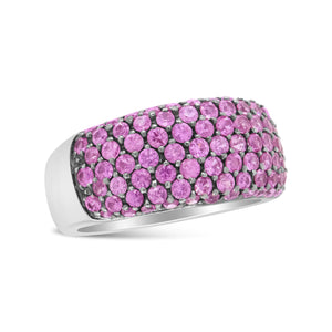 18K White Gold and Black Rhodium Multi Row Pink Sapphire Classic Band Ring - Rieworkes