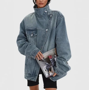 Irregular Wash Denim Coat