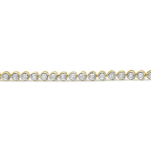 .925 Sterling Silver 1.0 Cttw Miracle Set Diamond Heart - Link 7" Tennis Bracelet (I - J Color, I2 - I3 Clarity) - Rieworkes