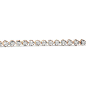 .925 Sterling Silver 1.0 Cttw Miracle Set Diamond Heart - Link 7" Tennis Bracelet (I - J Color, I2 - I3 Clarity) - Rieworkes