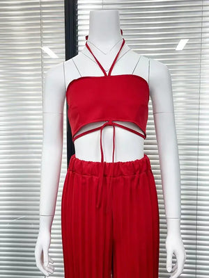 2023 Spring Women's Fashion Solid Color Top & Skirt Set