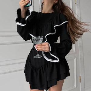 Elegant Women's Bell Sleeve Ruffle Dress