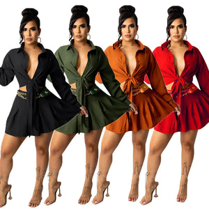 CM2153 Women's Fashion Cardigan and Pleated Skirt Set