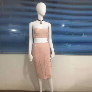 2018 Fall Winter Women's Strapless Gray Dress Set