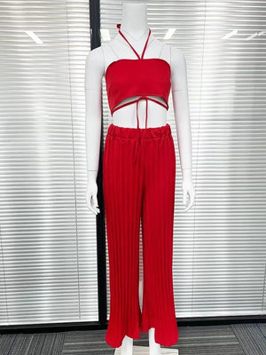 2023 Spring Women's Fashion Solid Color Top & Skirt Set