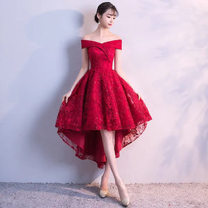Off-Shoulder Bridesmaid Dress in Wine Red (2020 Style)