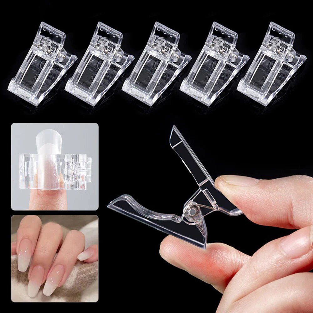 10 PCS Nail Tips Clip Quick Building Poly Builder Gel DIY Extension Clamp Clips - Rieworkes