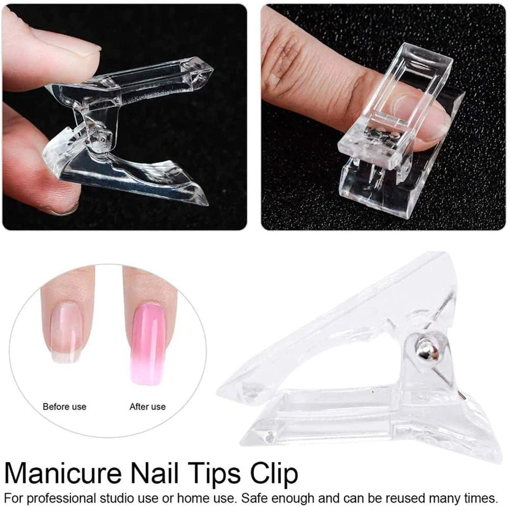 10 PCS Nail Tips Clip Quick Building Poly Builder Gel DIY Extension Clamp Clips - Rieworkes