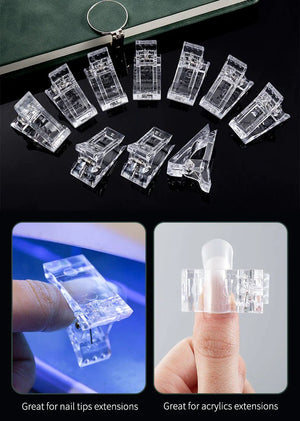10 PCS Nail Tips Clip Quick Building Poly Builder Gel DIY Extension Clamp Clips - Rieworkes