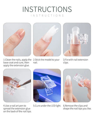 10 PCS Nail Tips Clip Quick Building Poly Builder Gel DIY Extension Clamp Clips - Rieworkes