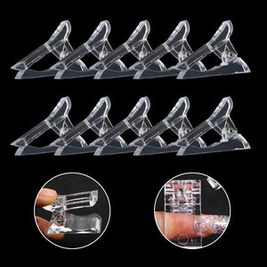 10 PCS Nail Tips Clip Quick Building Poly Builder Gel DIY Extension Clamp Clips - Rieworkes