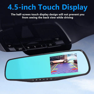 1080P HD Rearview Mirror Car DVR Dual Dash Cam Camera Front Rear Video Recorder - Rieworkes