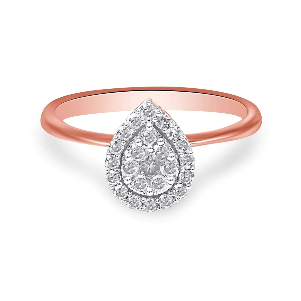 10K Rose Gold 3/8 Cttw Round - Cut Diamond Pear Promise Ring (I - J Color, I2 - I3 Clarity) - Rieworkes
