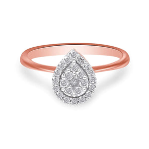 10K Rose Gold 3/8 Cttw Round - Cut Diamond Pear Promise Ring (I - J Color, I2 - I3 Clarity) - Rieworkes