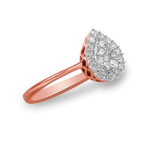 10K Rose Gold 3/8 Cttw Round - Cut Diamond Pear Promise Ring (I - J Color, I2 - I3 Clarity) - Rieworkes