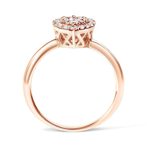 10K Rose Gold 3/8 Cttw Round - Cut Diamond Pear Promise Ring (I - J Color, I2 - I3 Clarity) - Rieworkes