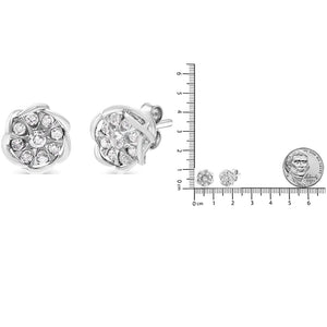 10K White Gold 1/2 Cttw Diamond Floral Cluster Swirl Stud Earrings (H - I Color, I1 - I2 Clarity) - Rieworkes
