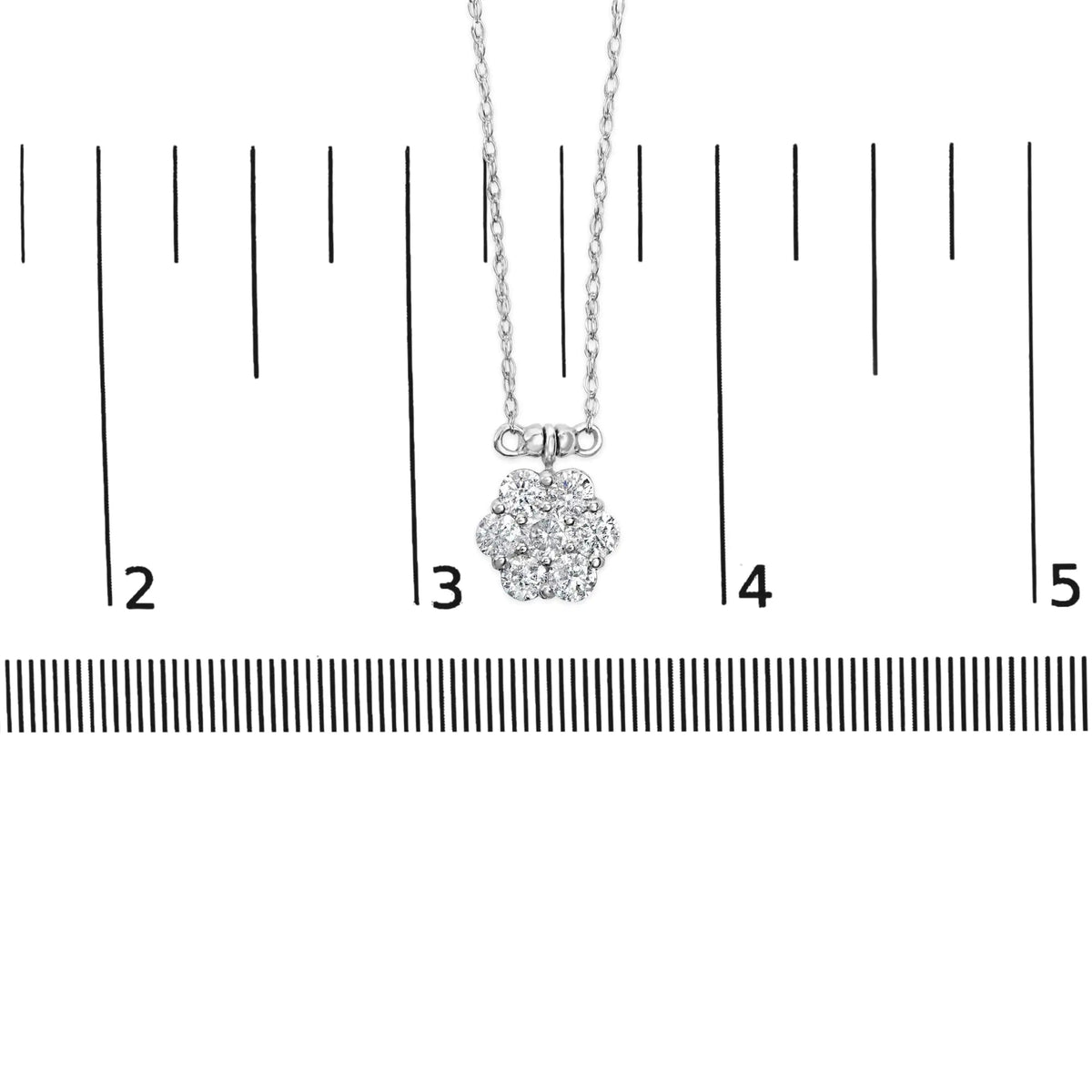 10K White Gold 3.0 Cttw Round - Cut Diamond 7 Stone Cluster Station Necklace (H - I Color, I1 - I2 Clarity) - 18&quot; - Rieworkes