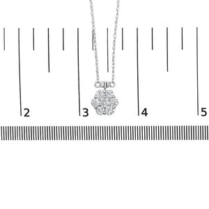 10K White Gold 3.0 Cttw Round - Cut Diamond 7 Stone Cluster Station Necklace (H - I Color, I1 - I2 Clarity) - 18" - Rieworkes