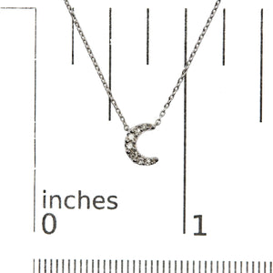 10K White Gold Diamond Accented Crescent Moon Shaped 18" Inch Pendant Necklace (H - I Color, I1 - I2 Clarity) - Rieworkes