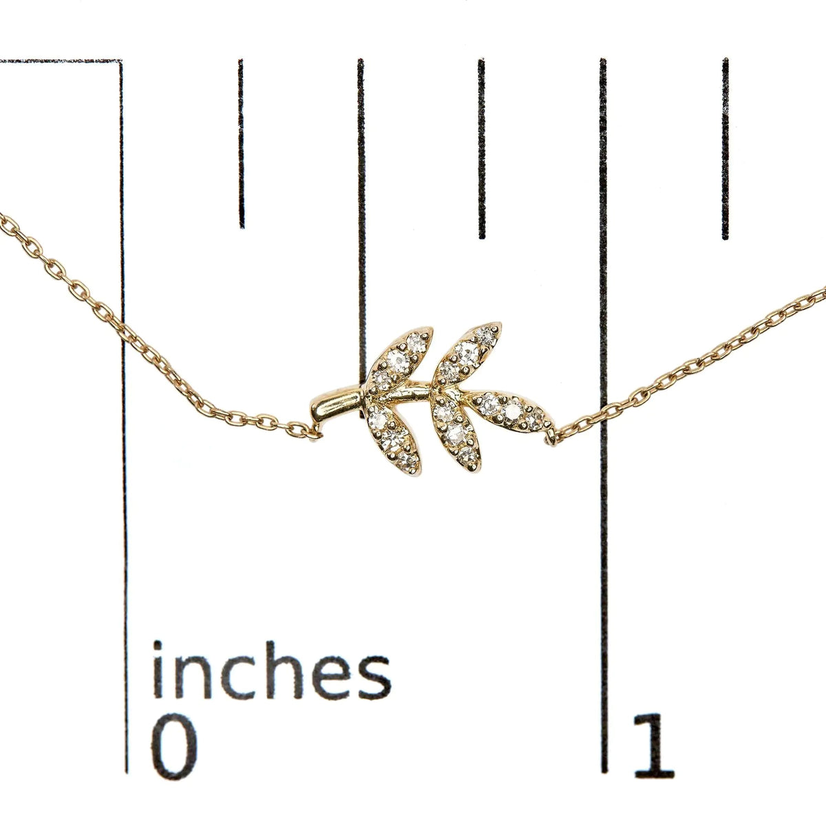 10K Yellow Gold 1/10 Cttw Diamond Leaf and Branch 18&quot; Pendant Necklace (H - I Color, I1 - I2 Clarity) - Rieworkes