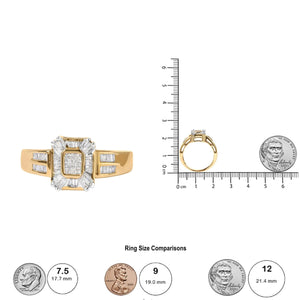 10K Yellow Gold 1/2 Cttw Diamond Composite and Halo Ring (H - I Color, SI1 - SI2 Clarity) - Rieworkes