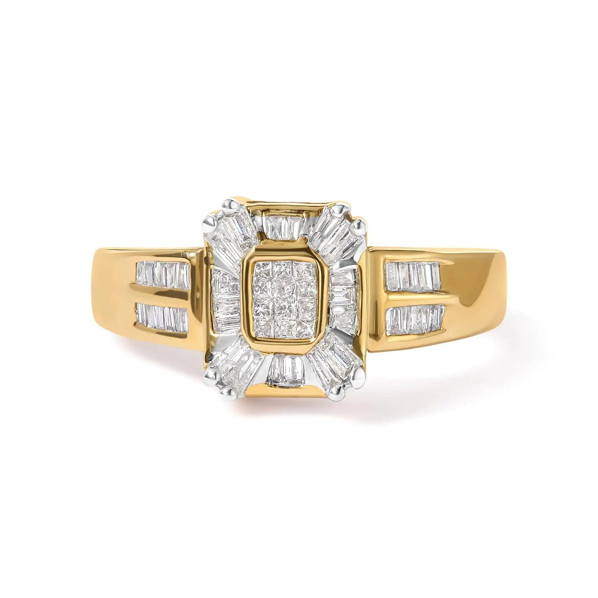 10K Yellow Gold 1/2 Cttw Diamond Composite and Halo Ring (H - I Color, SI1 - SI2 Clarity) - Rieworkes