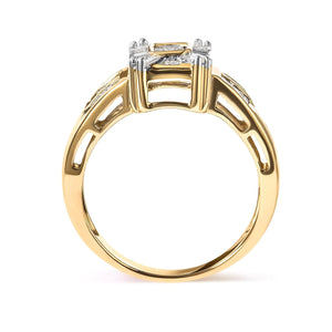 10K Yellow Gold 1/2 Cttw Diamond Composite and Halo Ring (H - I Color, SI1 - SI2 Clarity) - Rieworkes