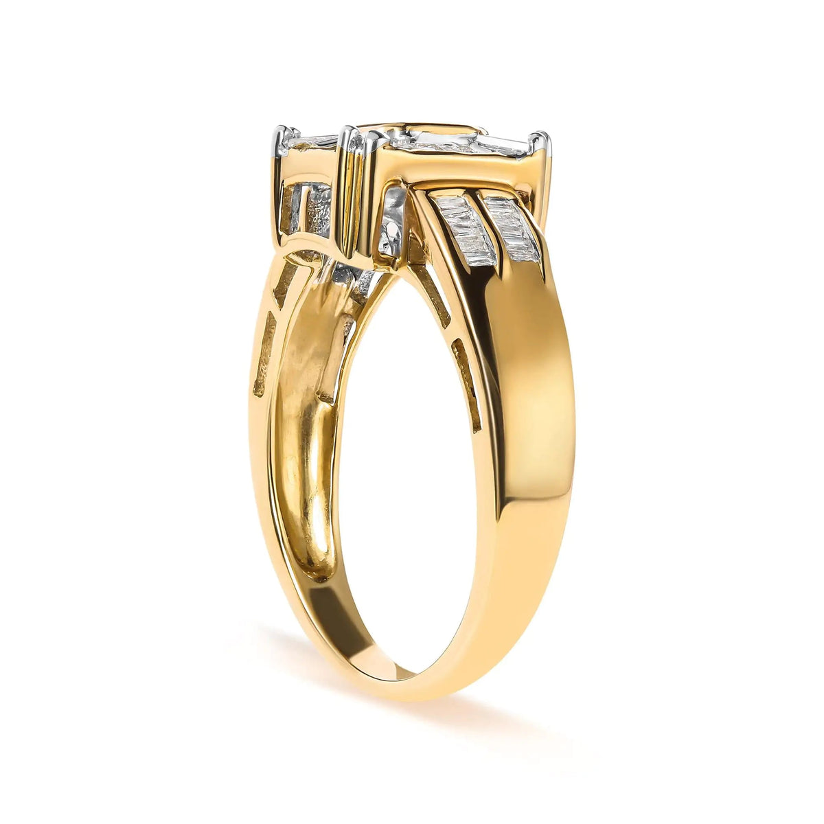 10K Yellow Gold 1/2 Cttw Diamond Composite and Halo Ring (H - I Color, SI1 - SI2 Clarity) - Rieworkes