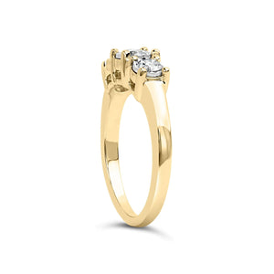 10K Yellow Gold 1/2 Cttw Miracle Set Round Diamond Three Stone Illusion Plate Ring (I - J Color, I2 - I3 Clarity) - Rieworkes