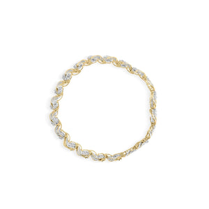 10K Yellow Gold 4.00 Cttw Diamond Floral Design Spiral Link 7.50" Bracelet (I - J Color, I2 - I3 Clarity) - Rieworkes