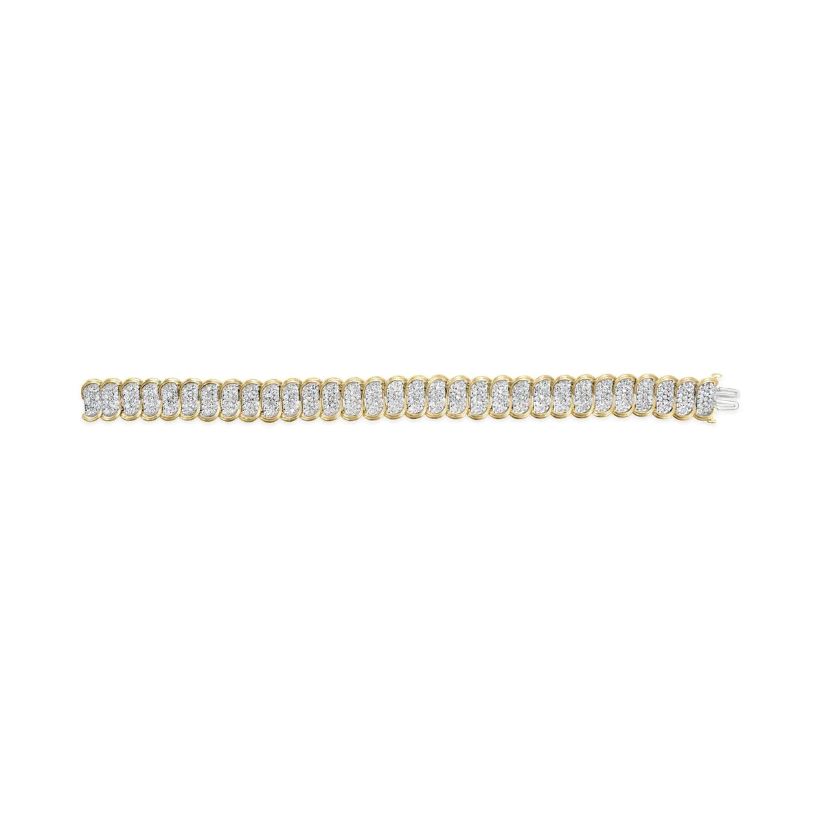 10k Yellow Gold 5.00 Cttw Diamond Oval Banded Link Bracelet (I - J Color, I1 - I2 Clarity) - 7" Inches - Rieworkes
