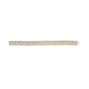 10k Yellow Gold 5.00 Cttw Diamond Oval Banded Link Bracelet (I - J Color, I1 - I2 Clarity) - 7" Inches - Rieworkes