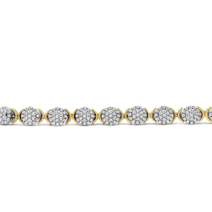 10k Yellow Gold Plated .925 Sterling Silver 5.00 Cttw Lab Grown Round Diamond Cluster Tennis Link Bracelet (G - H Color, VS1 - VS2 Clarity) - 7.25" - Rieworkes