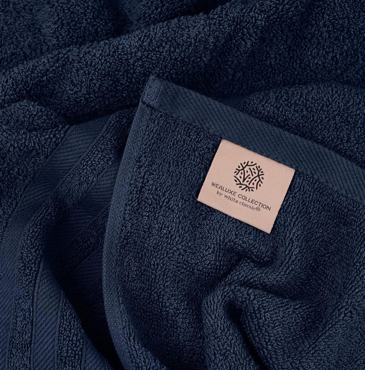 12 Pcs Bath Towel Set for Bathroom Wealuxe Collection 100% Cotton Soft Navy Blue - Rieworkes