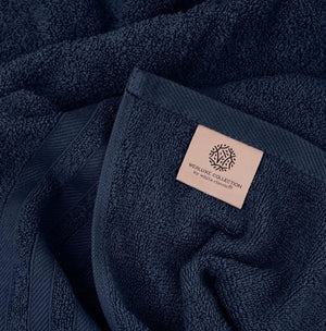 12 Pcs Bath Towel Set for Bathroom Wealuxe Collection 100% Cotton Soft Navy Blue - Rieworkes